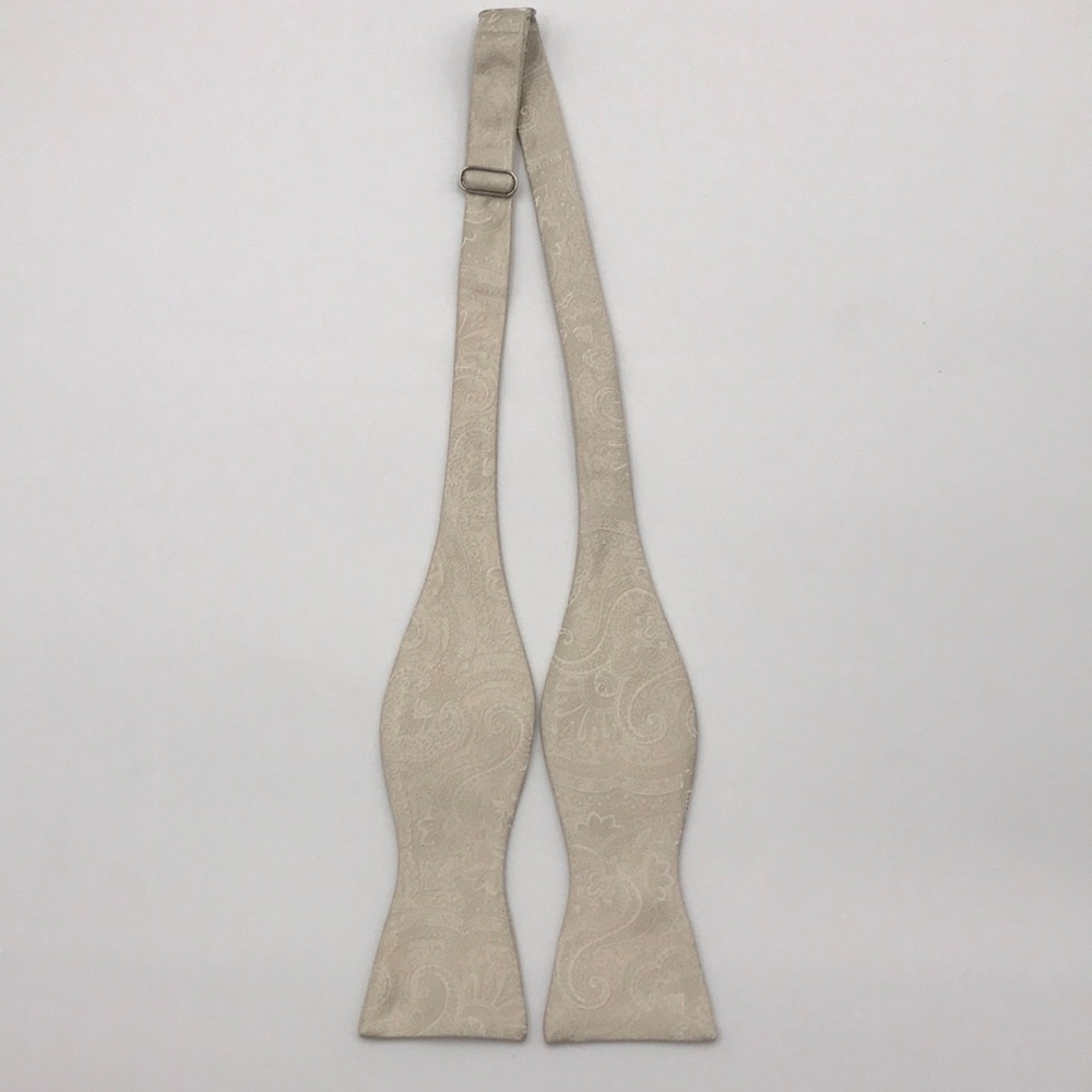 NWOT Robert Talbott Silk Cream Pailsey Bow Tie